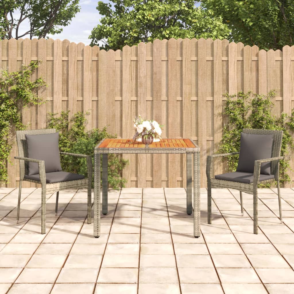 3-tlg. Garten-Essgruppe mit Kissen Grau Poly Rattan 113286