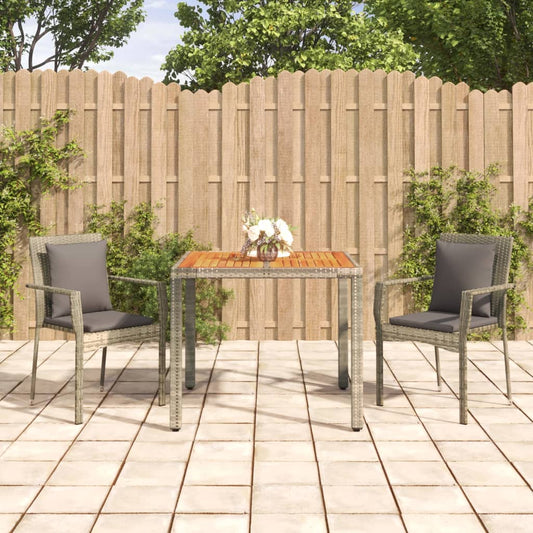 3-tlg. Garten-Essgruppe mit Kissen Grau Poly Rattan 113286