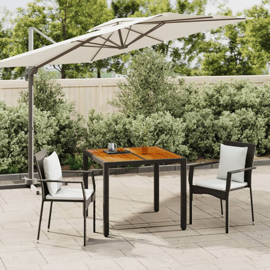 3-tlg. Garten-Essgruppe mit Kissen Schwarz Poly Rattan 113231