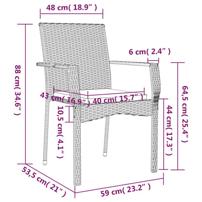 3-tlg. Garten-Essgruppe mit Kissen Grau Poly Rattan 113374