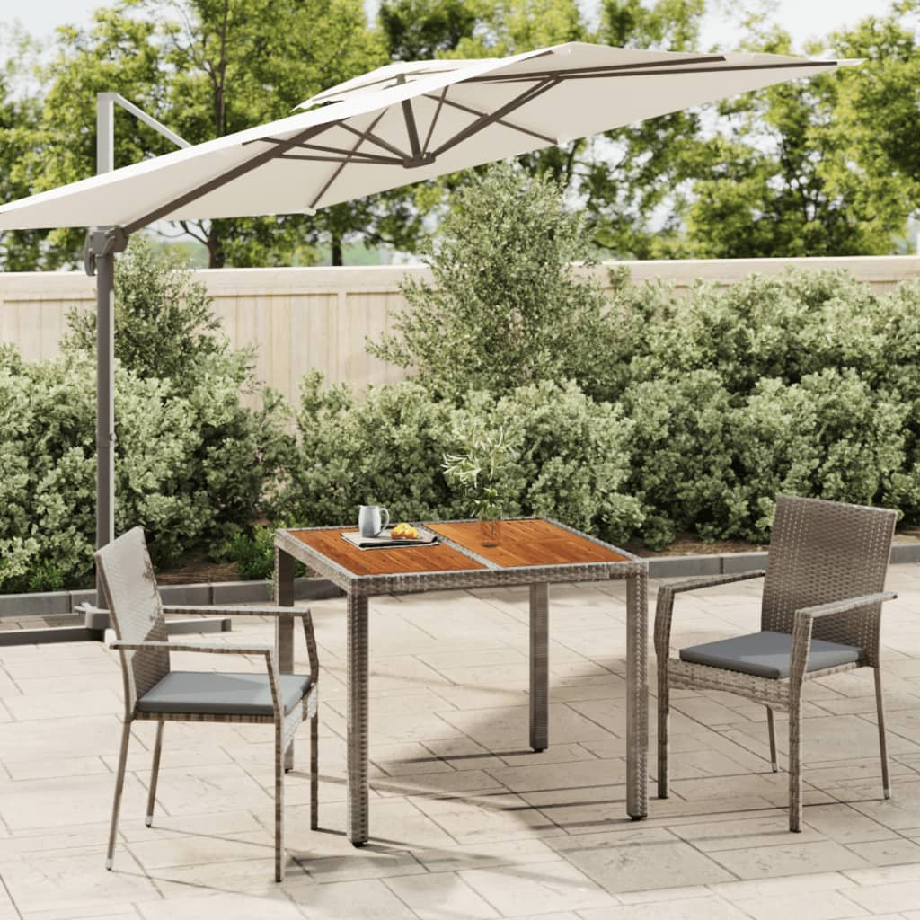 3-tlg. Garten-Essgruppe mit Kissen Grau Poly Rattan 113374