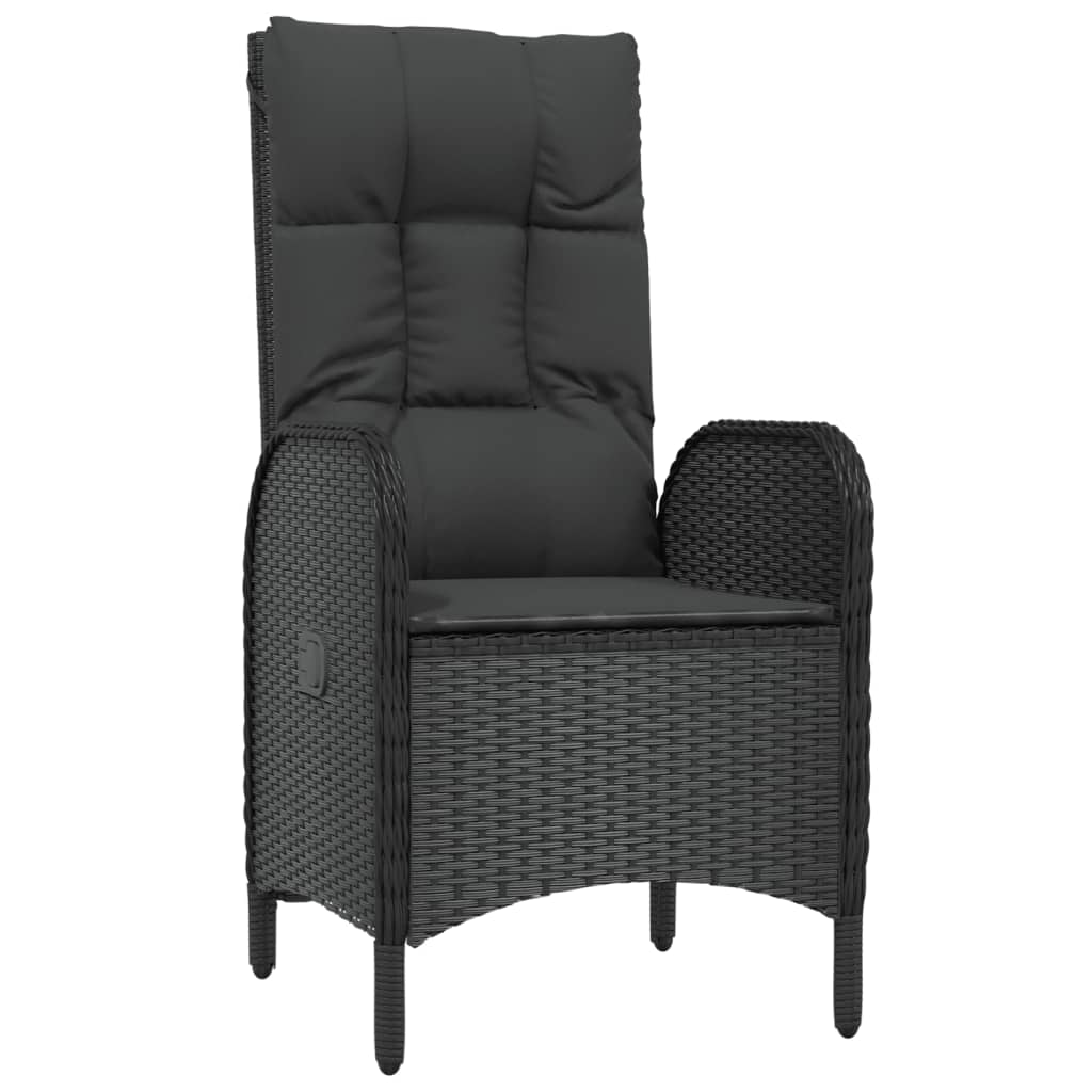 3-tlg. Garten-Essgruppe mit Kissen Schwarz Poly Rattan 113357