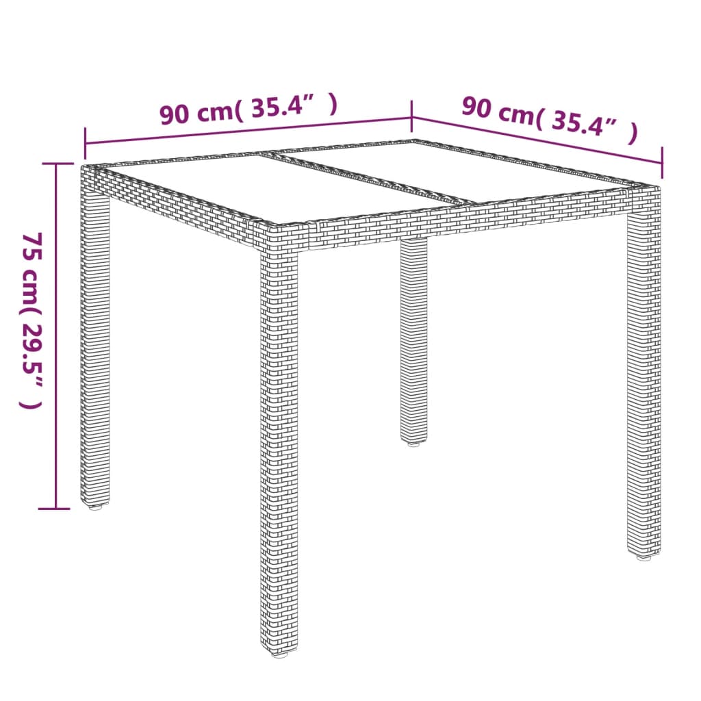 3-tlg. Garten-Essgruppe mit Kissen Schwarz Poly Rattan 113357