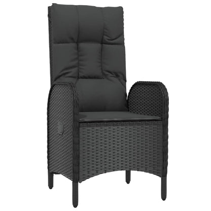 3-tlg. Garten-Essgruppe mit Kissen Schwarz Poly Rattan 113306