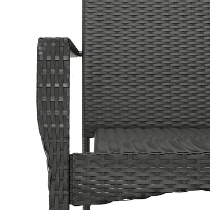 3-tlg. Garten-Essgruppe mit Kissen Schwarz Poly Rattan 113270