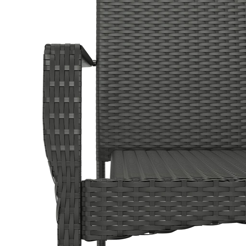 3-tlg. Garten-Essgruppe mit Kissen Schwarz Poly Rattan 113362