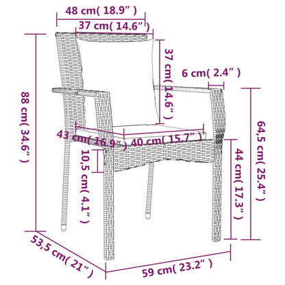 3-tlg. Garten-Essgruppe mit Kissen Schwarz und Grau Poly Rattan 113395