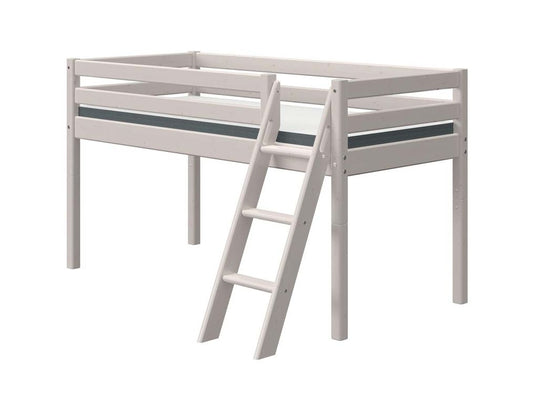 Flexa Classic Halbhohes Kinderbett mit Schrägleiter 90x190/200 cm Grau