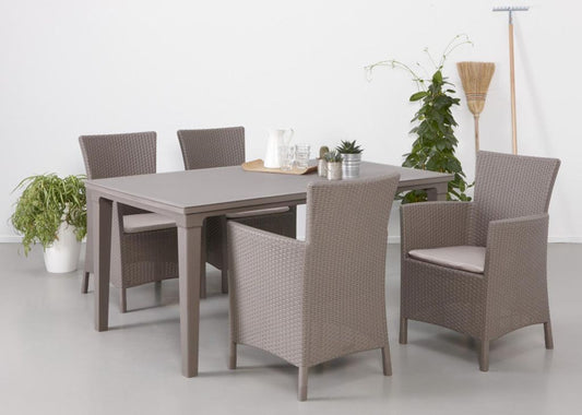 9-tlg. Gartenkomplettset Napoli + Genua Braun / Beige