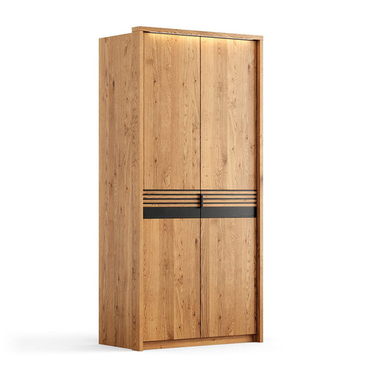 Ravello Kleiderschrank Drehtürenschrank 2-türig 109 cm Massivholz Eiche, geölt