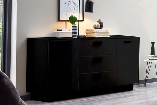 EMIRA 084 Sideboard Schwarz Hochglanz / Schwarz