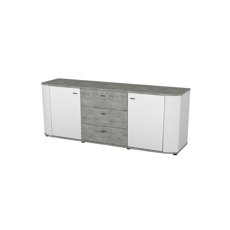 Bradford 2 Sideboard Hochglanz Weiß / Betonoptik - Froschkönig24