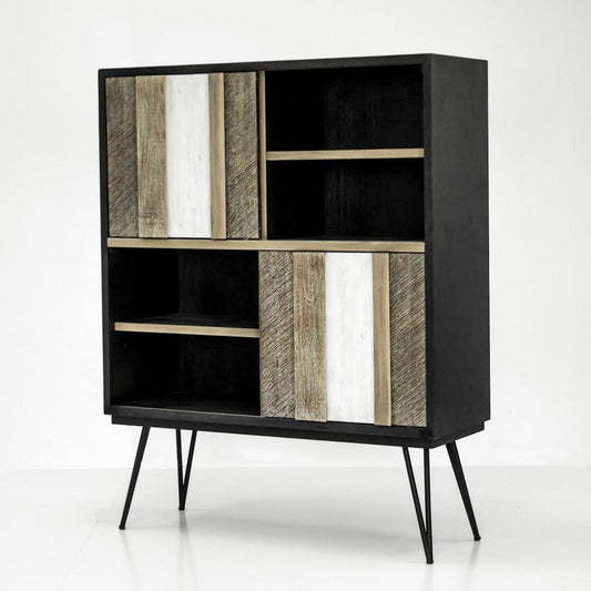 Adesso Massivholz Highboard Akazie / Schwarz