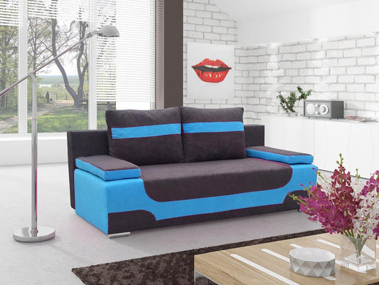 Area Schlafsofa 200x92 cm Braun / Blau (Velour)