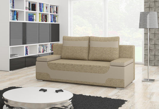 Area Schlafsofa 200x92 cm Beige (Webstoff / Kunstleder)