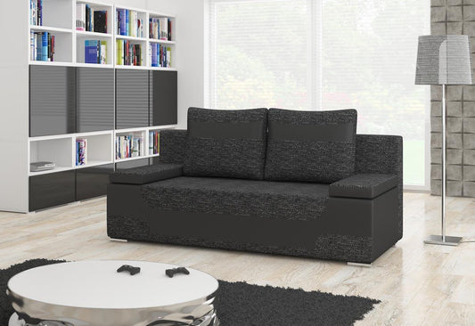 Area Schlafsofa 200x92 cm Anthrazit / Schwarz (Webstoff / Kunstleder)