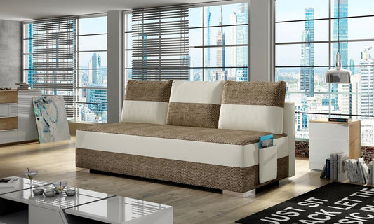 Atila Schlafsofa 200x92 cm Beige (Webstoff / Kunstleder)