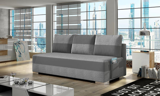 Atila Schlafsofa 200x92 cm Grau (Webstoff / Kunstleder)