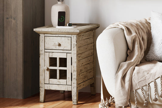 Avola Massivholz Nachtkommode Shabby-Chic Creme