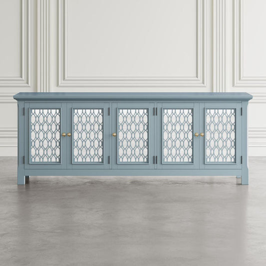 Avola Massivholz Sideboard 218 cm Akazie Steinblau