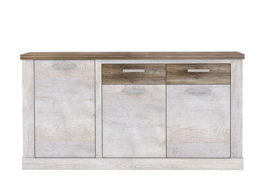 KAUNAS Sideboard 170cm Pinie Weiß / Antik Eiche