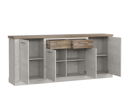 KAUNAS Sideboard 210cm Pinie Weiß / Eiche Antik