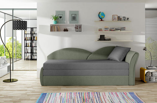 Aga Schlafsofa 218 x 77 cm Grau / Grün (Velour)