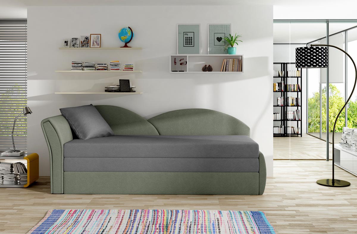 Aga Schlafsofa 218 x 77 cm Grau / Grün (Velour)