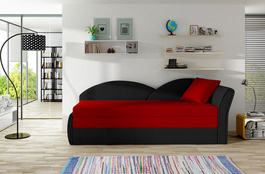 Aga Schlafsofa 218 x 77 cm Rot / Schwarz (Velour)