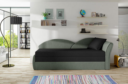 Aga Schlafsofa 218 x 77 cm Schwarz / Grün (Velour)