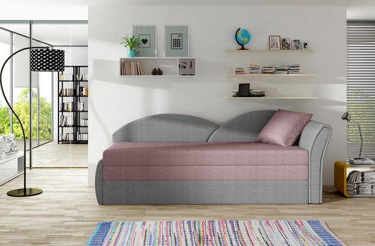 Aga Schlafsofa 218 x 77 cm Pink / Hellgrau (Webstoff)