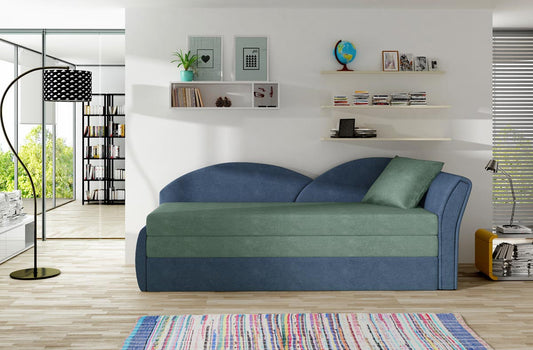 Aga Schlafsofa 218 x 77 cm Grün / Hellblau (Velour)