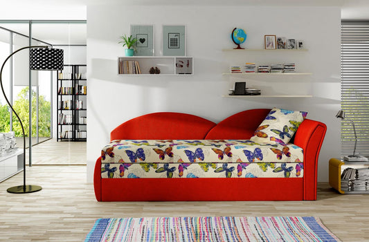 Aga Schlafsofa 218 x 77 cm Bunt / Rot (Velour)