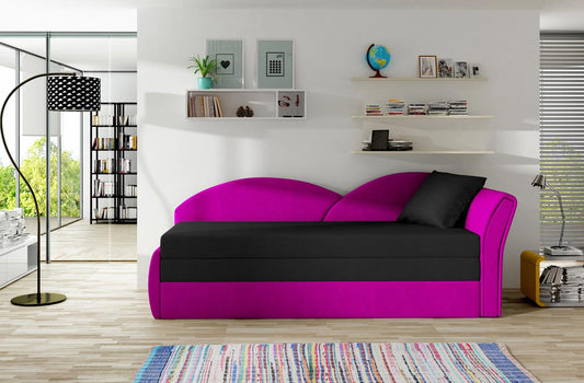 Aga Schlafsofa 218 x 77 cm Schwarz / Pink (Velour)