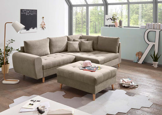 Alice Ecksofa inkl. Hocker 249x175 cm Sand (Beige)