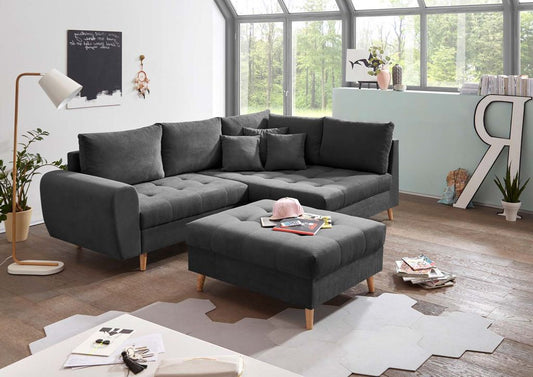 Alice Ecksofa inkl. Hocker 249x175 cm Anthrazit