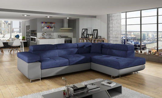 Anton I Ecksofa 275 x 202 cm Blau / Grau (Webstoff / Kunstleder)