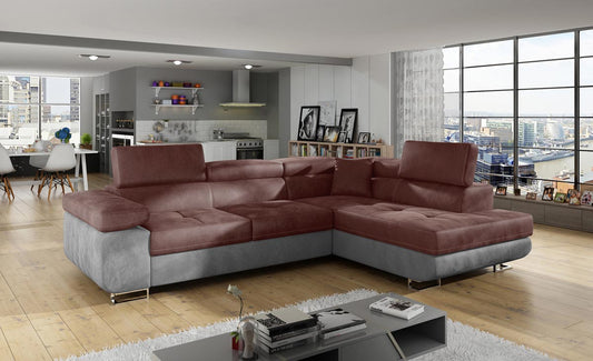 Anton I Ecksofa 275 x 202 cm Rot / Grau (Samt)