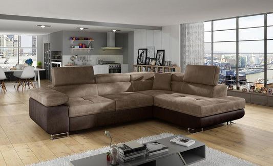 Anton I Ecksofa 275 x 202 cm Braun / Dunkelbraun (Samt)