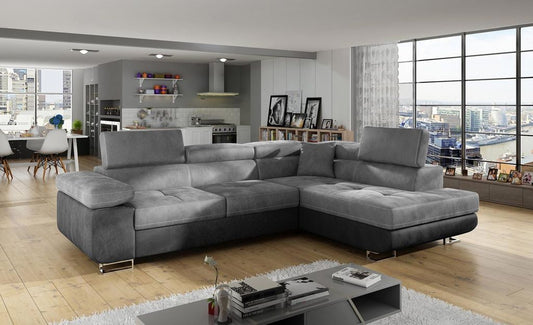 Anton I Ecksofa 275 x 202 cm Grau / Dunkelgrau (Samt)