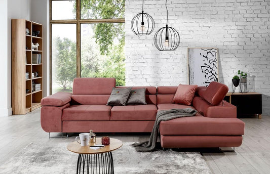 Anton I Ecksofa 275 x 202 cm Pink (Samt)