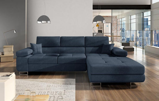 Armando Ecksofa 280 x 205 cm Dunkelblau (Velour - Soro)