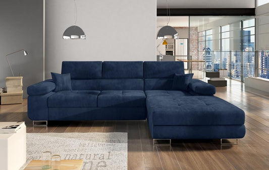 Armando Ecksofa 280 x 205 cm Dunkelblau (Webstoff)