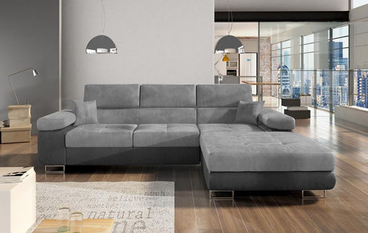 Armando Ecksofa 280 x 205 cm Grau / Dunkelgrau (Samt)