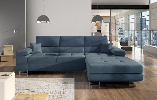 Armando Ecksofa 280 x 205 cm Blau (Velour)