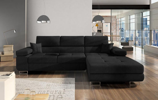 Armando Ecksofa 280 x 205 cm Schwarz (Webstoff)