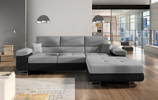 Armando Ecksofa 280 x 205 cm Dunkelgrau / Grau (Webstoff)