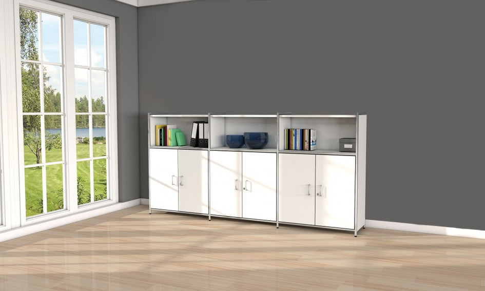 ARTLINE TYP20 Highboard 3 OH Regal Sideboard Büroregal Regalwand Weiß - Froschkönig24