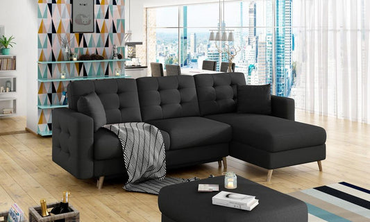 Asgard Ecksofa 250 x 162 cm Schwarz (Webstoff)