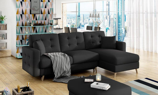 Asgard Ecksofa 250 x 162 cm Schwarz (Kunstleder)